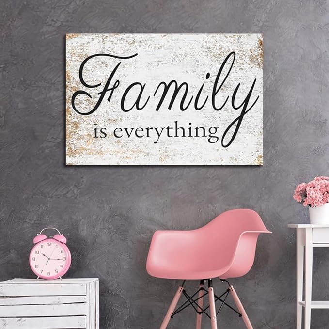 VVJSZHJ Large Rustic Family Wall Art Decor Print Canvas Wedding Decor Farmhouse Office Dining Room Home Over Bed Wall Decor (Family, 24x36 inch, Wrapped Canvas)