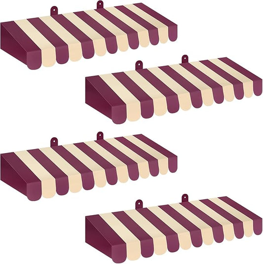 Boao 4 Pack Circus Awning Decoration 3D Stripe Cardboard Awning Carnival Wall Decor Circus Party Favors for Lemonade Stand Bakery Ice Cream Truck Bulletin Board Decor(Purple and Beige)