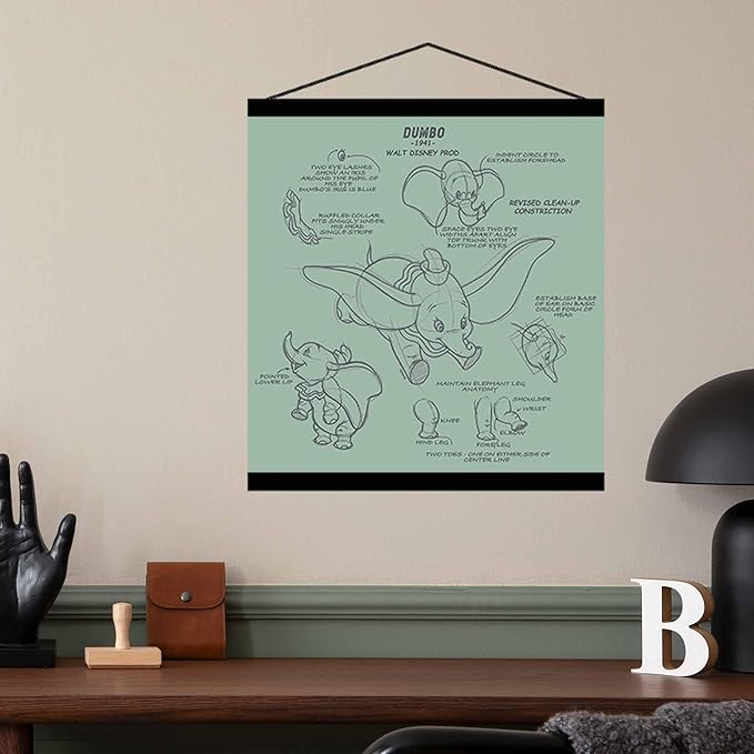 Open Road Brands Disney Dumbo Hanging Canvas Banner - Whimsical Dumbo Wall Decor for Nursery or Movie Room