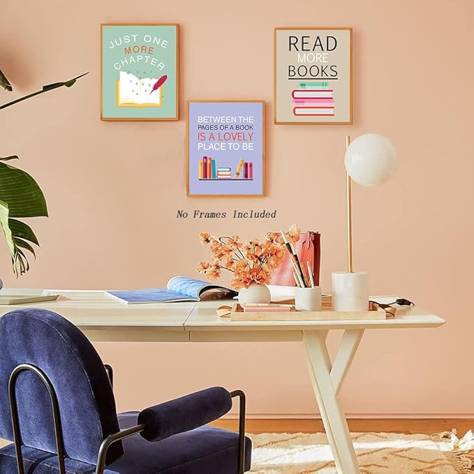 CHDITB Colorful Wall Art Print Inspirational Read Books Quote Artwork,Watercolor Books Art Painting, Set of 6 Art Posters(8" x10) Motivational Saying Canvas Poster For Classroom Library Study Decor