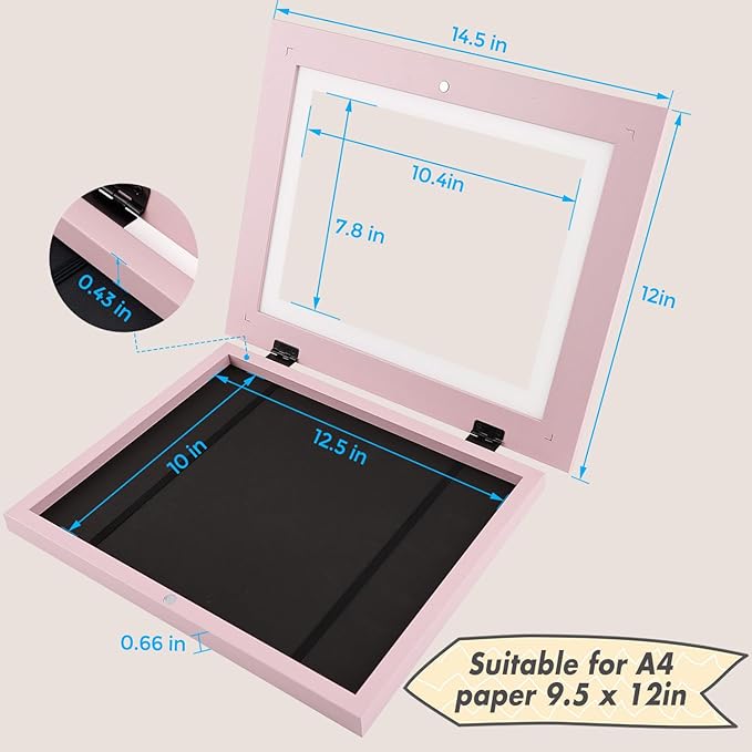 Golden State Art, 10x12.5 Kids Art Frames, Front-Opening Picture Frame Great for Kids Drawings, Artworks, Children Art Projects, Schoolwork, Home or Office (Light Pink, Set of 2)