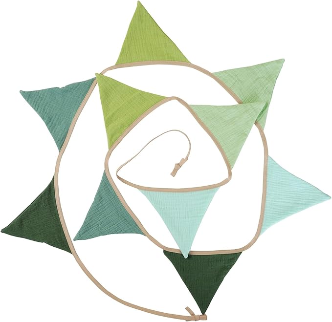 19.6ft Triangle Banners, Pennant Banner Bunting Flags Garland Olive Green Fabric for Jungle Safari Summer Birthday Shower Wedding Party Nursery Playroom Decor 2 Pcs