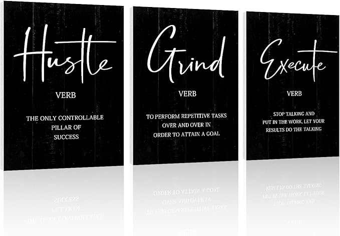 Inspirational Quotes Office Wall Art: Uplifting Motivational Poster Positive Office Decor, Black Picture Inspiring Sayings Prints 12x16” 6 Piece