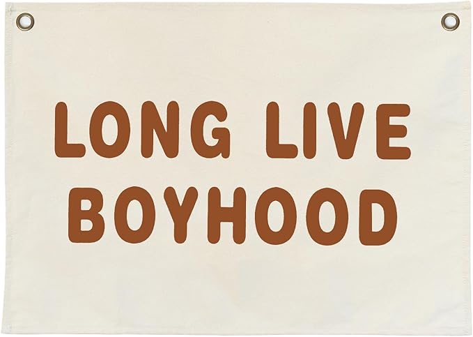 Canvas Banner Hanging Flag Banner for Nursery and Playroom Wall Décor for Kids Trendy Room Décor for Boys and Girls (Boyhood-brown)