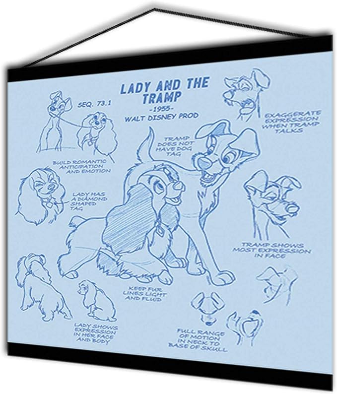 Open Road Brands Disney Lady and the Tramp Hanging Canvas Banner - Whimsical Lady and the Tramp Wall Decor for Movie Room or Bedroom