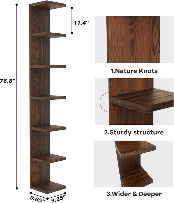 Lack Wall Shelf,Display Floating Shelf (Solid Wood, 7 Tier)