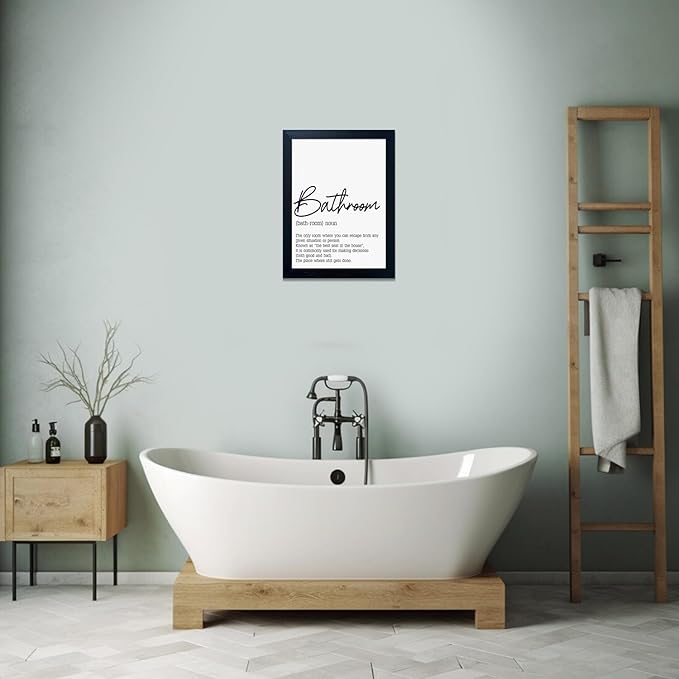Boswaydeco Bathroom Pictures Wall Decor Black and White Bathroom Rules Wall Art Modern Toliet Decor Canvas Artwork for Guest Washroom