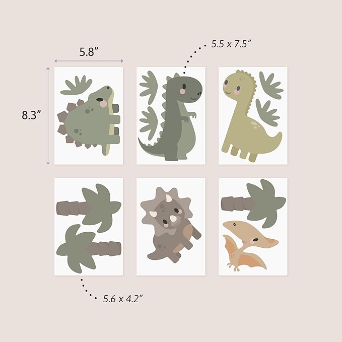 Dinosaur Wall Decals - Easy-to-Apply & Removable Wall Stickers: Transform Your Toddlers Bedroom with Durable, Vibrant Peel-and-Stick Wall Decor – Stickers for Kids