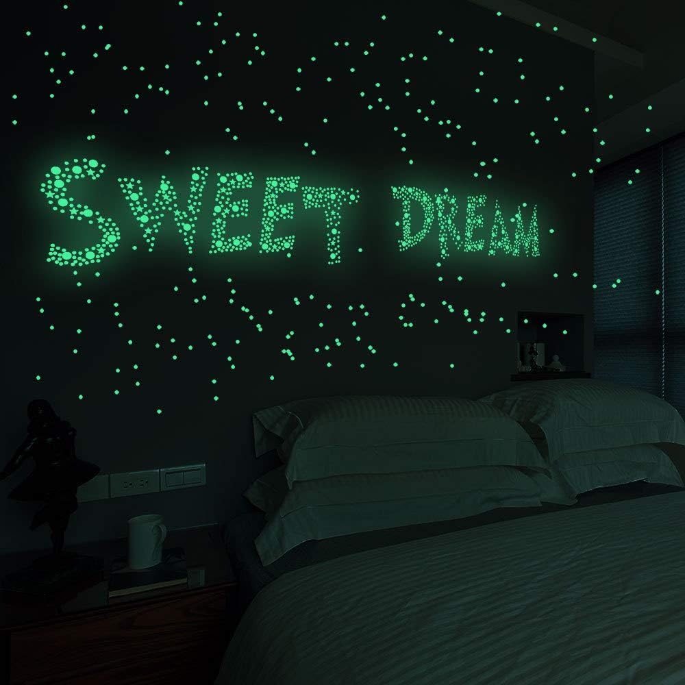 Quanhaigou Realistic 3D Domed Stars Glow in The Dark,615 pcs Dots Stars for Starry Sky, Stickers for Ceiling and Wall Decals, Perfect for Kids Bedding Room Party Birthday Gift(615 pcs)