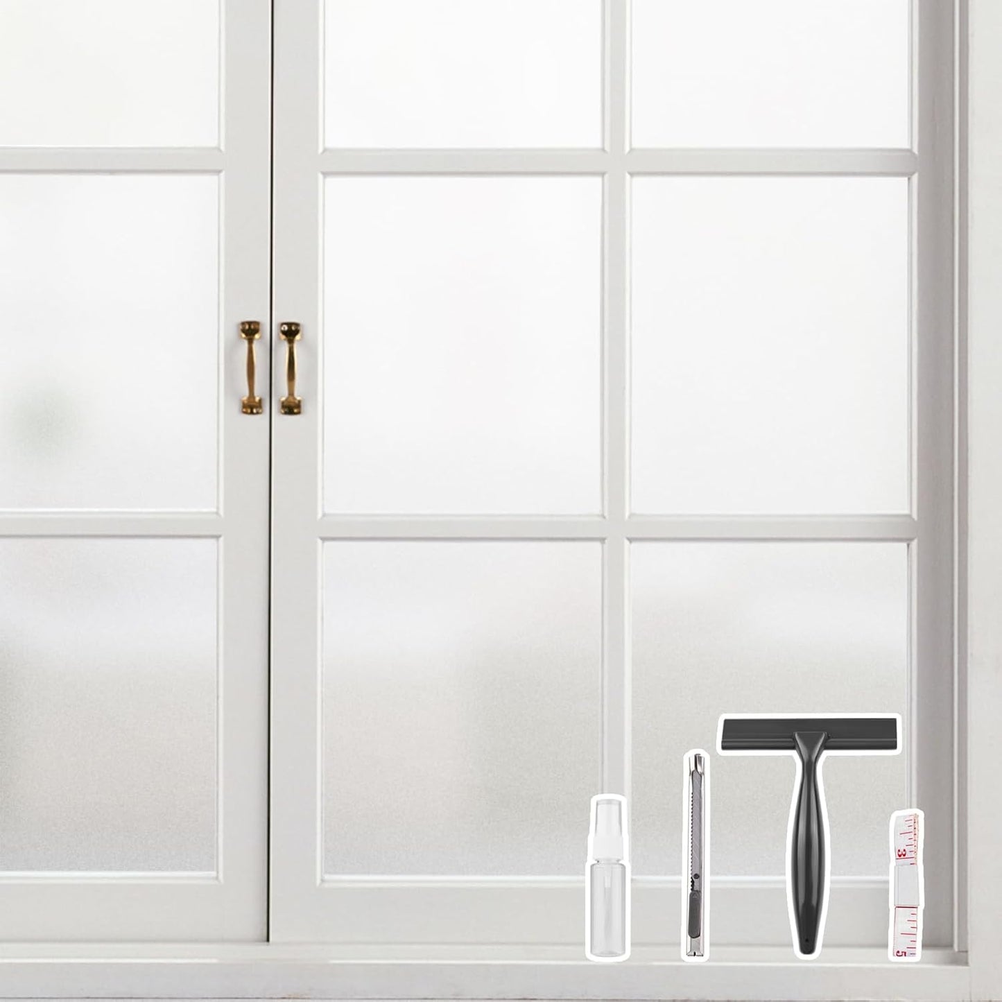Kromapolis Window Privacy Film Frosted Glass Window Film, Heat Blocking Privacy Film for Glass Windows, Static Cling Non-Adhesive Frosting Window Stickers for Door Home (Frosted, 17.5 x 157.4 inch)