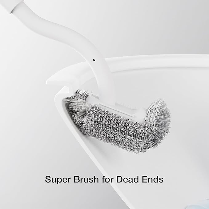 Toilet Cleaner Brush, Diveotree Toilet Brush and Holder for Dead Corner Cleaning, Wall Mounted Toilet Bowl Brush for Bathroom Decor, Toilet Scrubber Brush for Home/Hotel (White, 1pack)