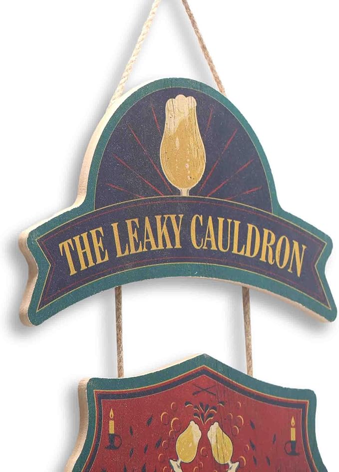 Harry Potter Leaky Cauldron Hanging Wood Wall Decor - Fun Leaky Cauldron Sign for Home