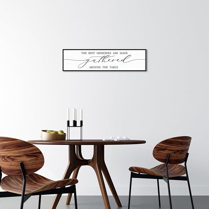 The Best Memories Are Made Gathered Around The Table Sign Wall Decor: Farmhouse Kitchen Signs Modern Dining Room Wall Decor Rustic Kitchen Wall Art Framed Large Hanging Wall Plaques 12"X40"
