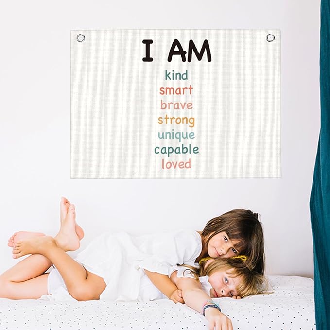 Positive Affirmations Wall Hanging Banner Flag Inspirational Decor for Office Toddler Playroom Nursery Study Room Trendy Room Motivational Quotes