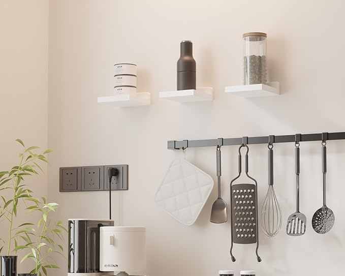 Small Floating Shelves Mini Shelves Hanging Display 5 Inch Wall Shelf for Bathroom Livingroom Bedroom,3 Pack, with 2 Types of Installation, Great for Room Decor