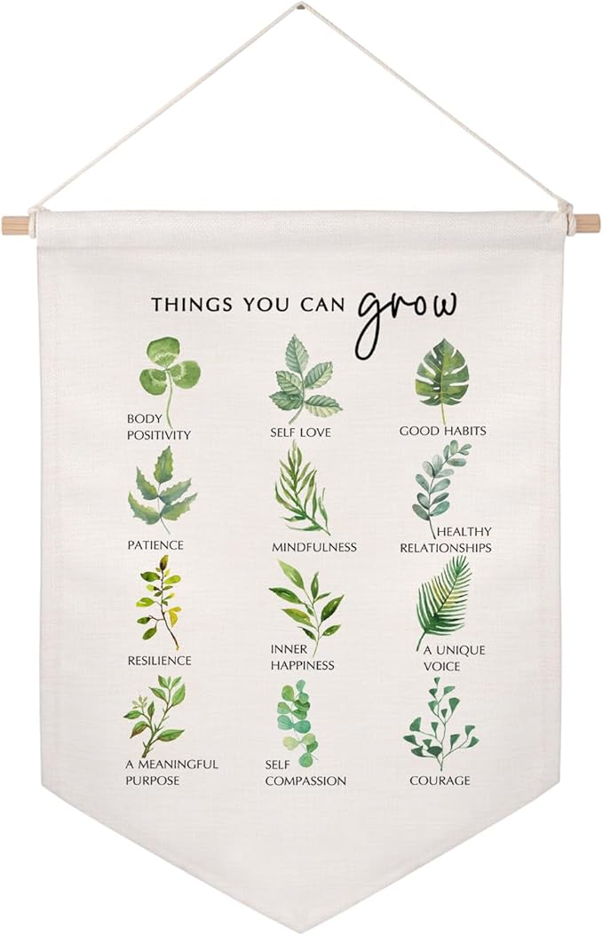 Things You Can Grow Wall Hanging Banners, Self Growth, Mental Health Poster, Mindfulness Therapy Counseling Office Decor Therapist, Pennant Style Banners, Office Wall Hanging Banner Decor