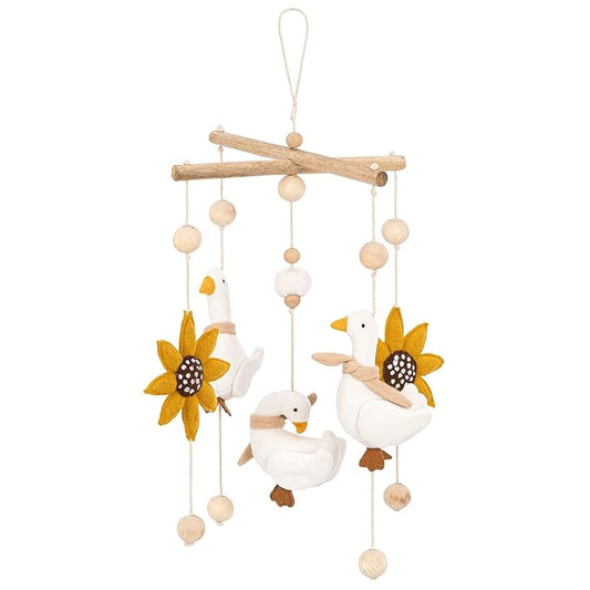 Crane Baby Goose Nursery Ceiling Hanging, Charlie Farmhouse Baby Mobile for Crib, Handmade Mobile with Geese and Sunflowers, Gender Neutral Nursery Decor, Baby Crib Accessories