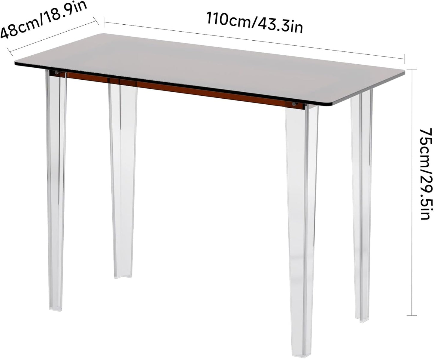 Acrylic Desk, Modern Study Table for Home Office - Extended Surface Multi-Purpose Console & Entryway Table, Sturdy Lightweight Design (42.5-inch, Yellowtea)