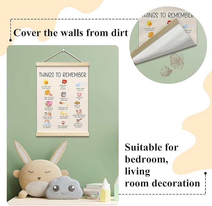 Thing to Remember Posters Hanger Frame for Therapy Office Mental Health Hanging Poster for Nursery Classroom Decor Wall Art Decor for Homeschool Bedroom Canvas Wall Art Print 16x12 Inches - YY058