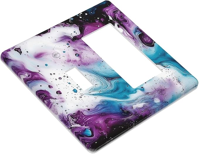 Outlet Covers Purple Blue Swirl Marble Tiles 1 Toggle 1 Rocker Combination Decorative Wall Plate Electrical Switch Plates Light Switch Cover Plate For Bed Room Living Room Decor