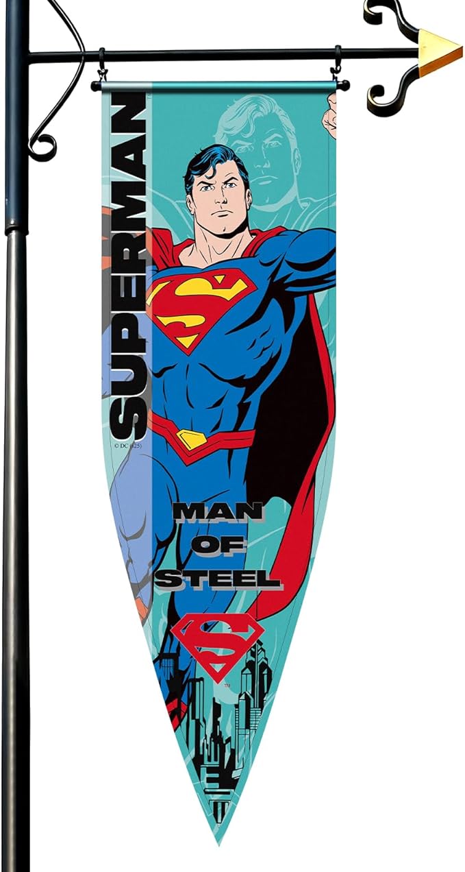 Superman Party Decorations, 18"x59" Superhero Banner Flag Backdrop Decor, Hero Themed Pennant for Room Birthday Party Wall Decorations