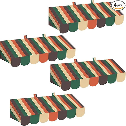Tallew 4 Pcs 3D Circus Awning Wall Decoration Carnival Awning for Halloween Carnival Theme Party Classroom Decorations(Dark Color)