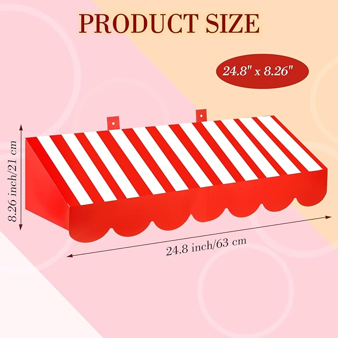 Tallew 4 Pcs 3D Circus Awning Wall Decoration Carnival Awning for Halloween Carnival Theme Party Classroom Decorations(Red and White)
