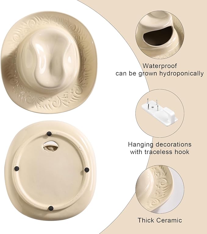 Hanging Wall planters for Indoor Plants, Ceramic Cowboy Wall vases for Flowers, for Bathroom, Living Room, Office, and Home Decor. Medium