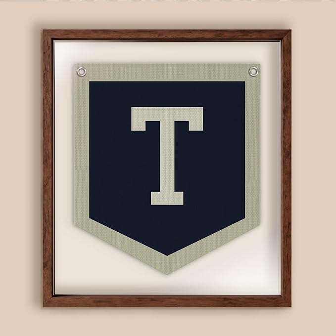 Lacama Toddler Boys Room Decor Name Pennant Flag, Vintage Baby Boy Nursery Wall Art, Name Sign for Toddler Bedroom Playroom Kidsroom,Baby Boy Gifts,Letter T 12x14 in