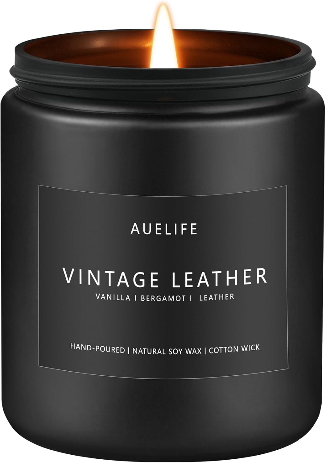 Vintage Leather Candle | Men Candles, Soy Candle for Home Scented - Man Scented Candles for Home, Men Gifts for Him - 7oz Black Jar Gifts for Friends
