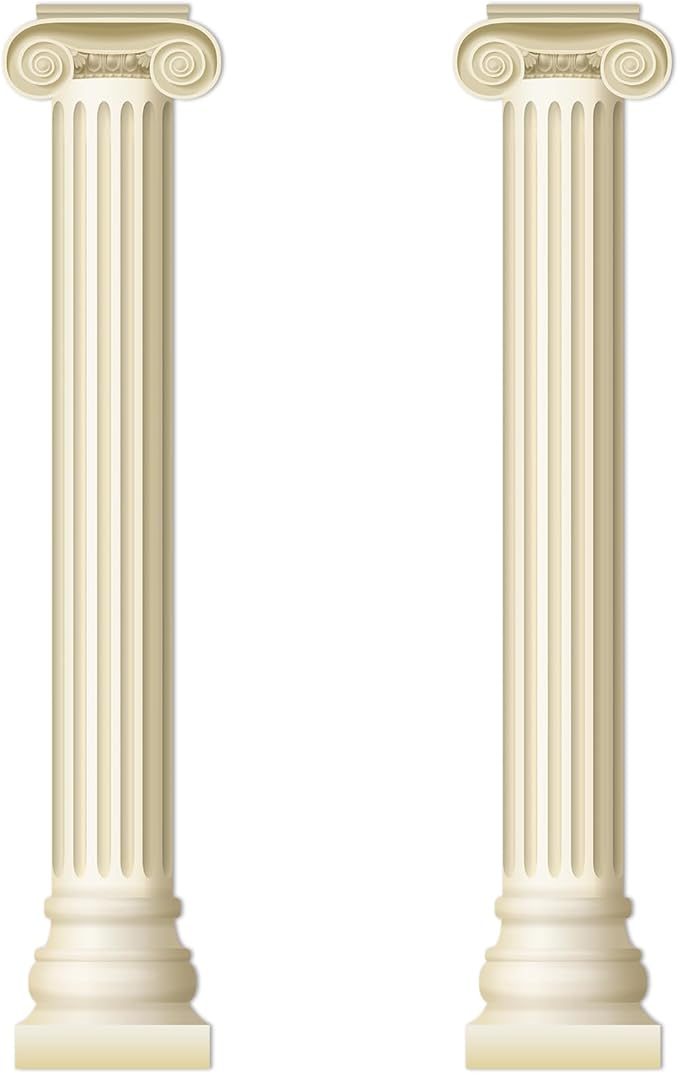 2Pcs Greek Columns Cardboard Pillars Cutouts Ancient Greek Party Decor for Birthday Medieval Renaissance Wall Photo Backdrop Photography Background Supplies