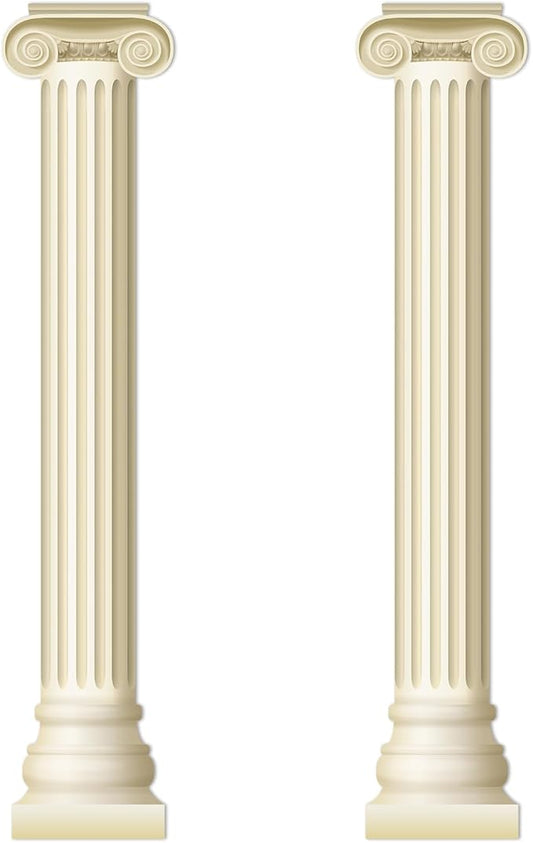 2Pcs Greek Columns Cardboard Pillars Cutouts Ancient Greek Party Decor for Birthday Medieval Renaissance Wall Photo Backdrop Photography Background Supplies
