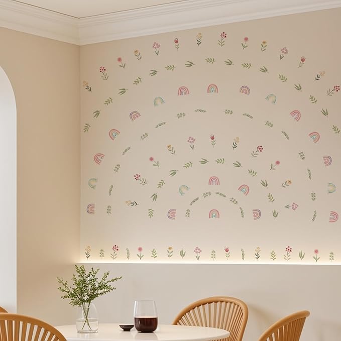 QUCHENG Nursery Wall Stickers Boho Kids Room Decor Girls Bedroom Removable Wall Decals Vinyl Murals DIY Cute Decorations 6 Sheets
