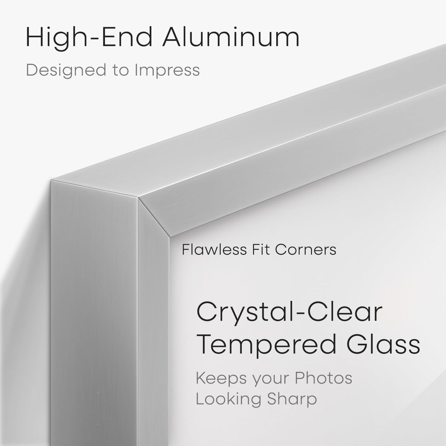 Homeforia Silver 27x40 Poster Frame, Metal Picture Frame with 24x36 Mat, Tempered Glass, Wall Hook Included, Set of 1