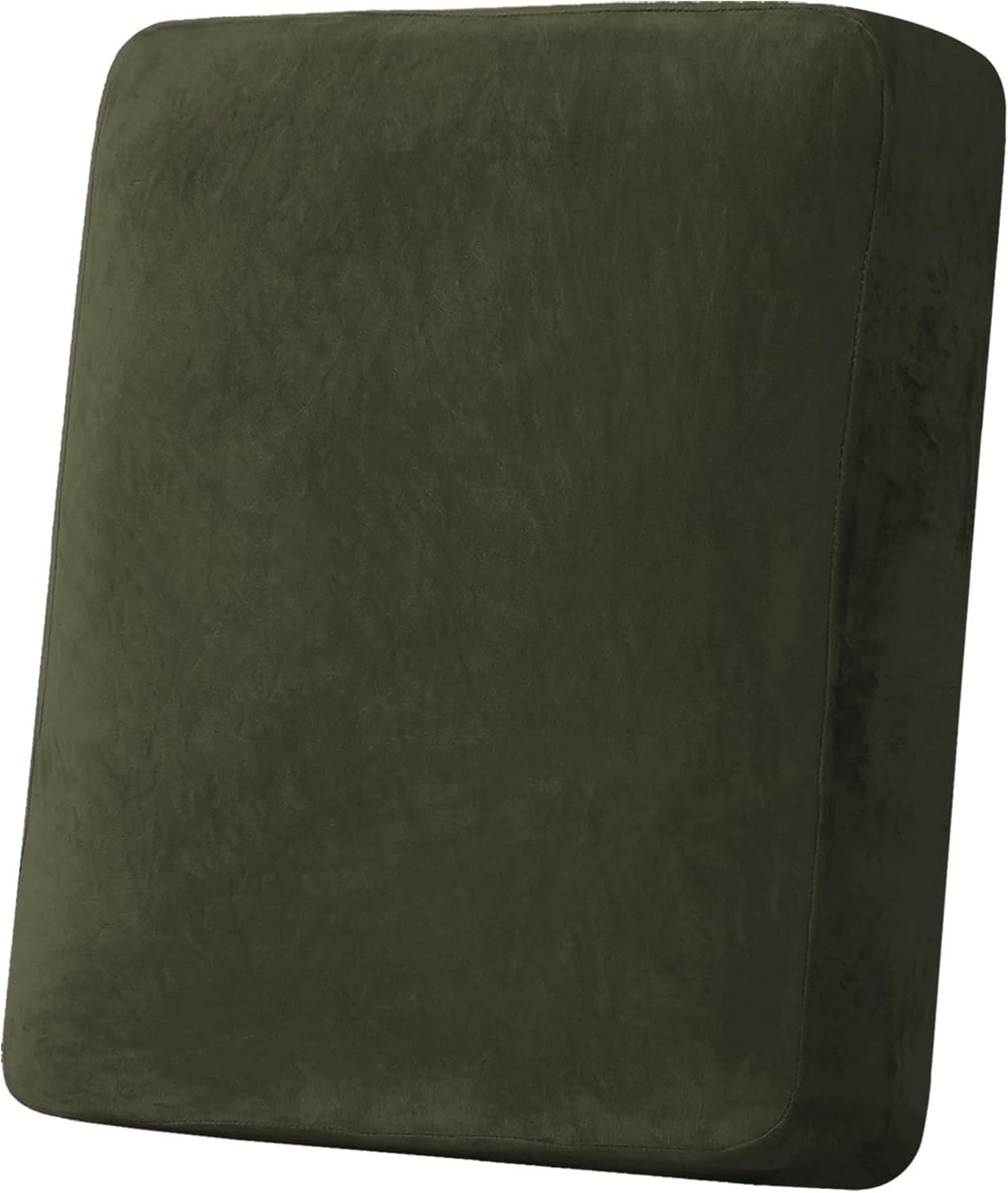 H.VERSAILTEX Velvet Stretch Couch Cushion Cover Plush Cushion Slipcover for Chair Cushion Furniture Protector Seat Cushion Sofa Cover (1 Piece Armchair Cushion Covers, Olive)