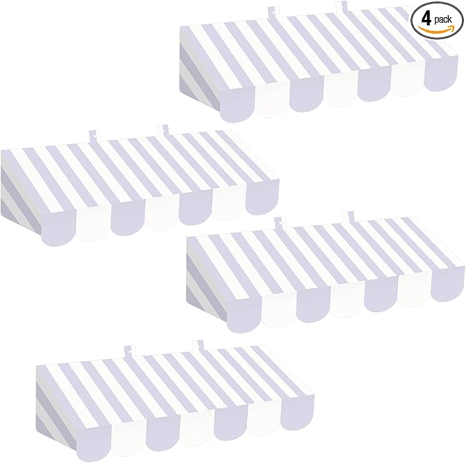Tallew 4 Pcs 3D Circus Awning Wall Decoration Carnival Awning for Halloween Carnival Theme Party Classroom Decorations(Purple and White)