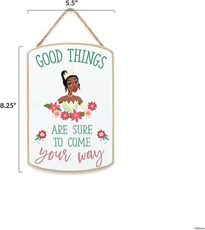 Disney The Princess and the Frog Tiana Hanging Wood Wall Decor - Good Things Are Sure To Come Your Way