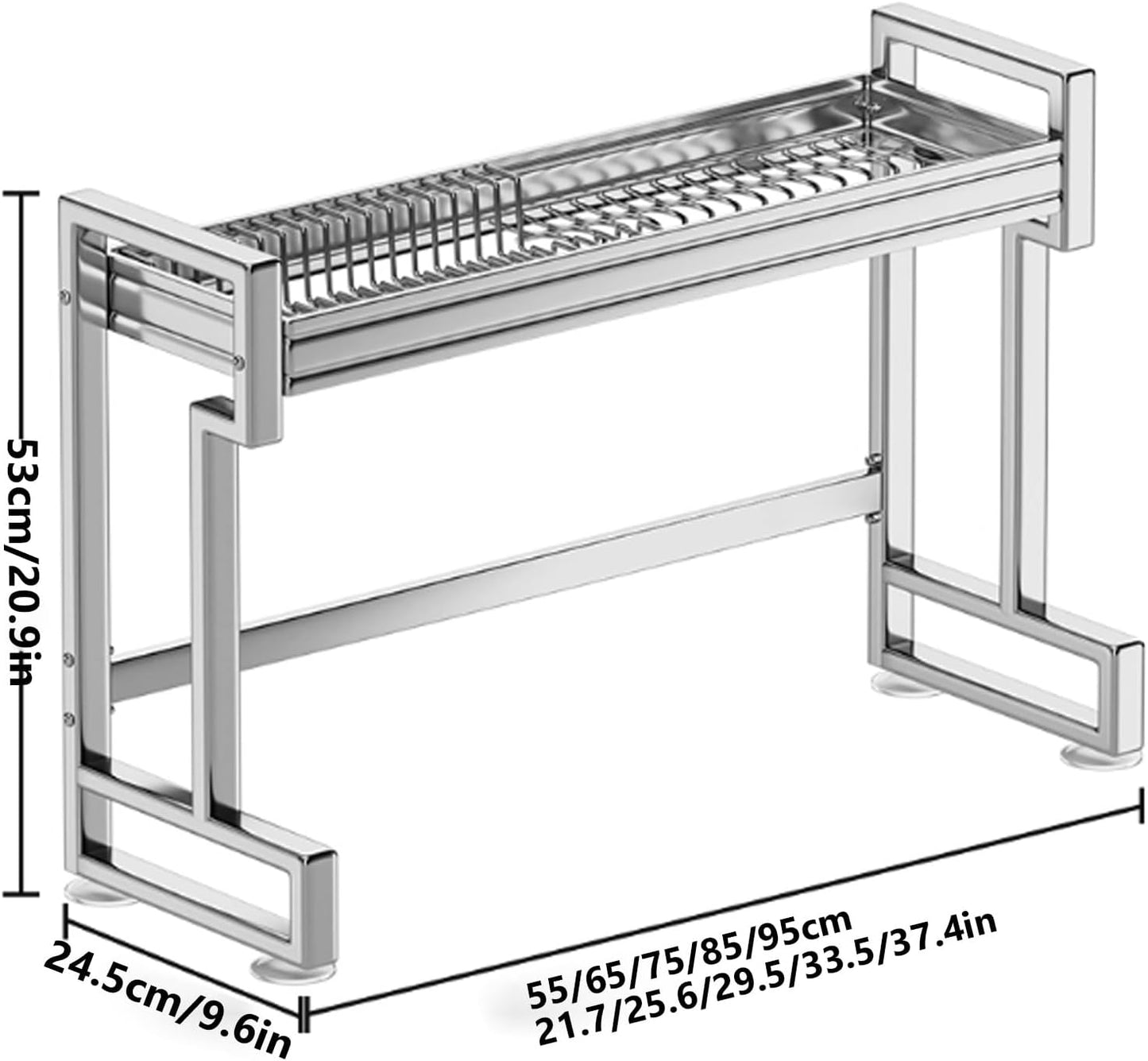 Kitchen Sink Rack Sink Above The Dish Drain Dish Washing Rack Stainless Steel Multifunctional Dish Storage Rack,Over The Sink Drying Rack for Dishes(1,55cm/21.7in)