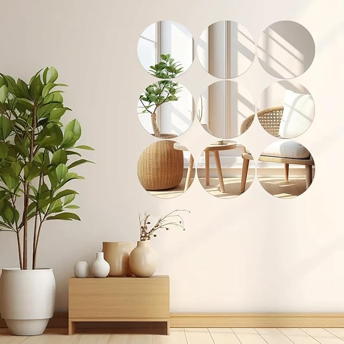 16PCS 10" Round Mirror Centerpieces for Tables Decorations Acrylic Circle Mirror 12inch Round Mirrors Candle Plate Trays for Wedding Table Decorations Christmas Home Wall Decor