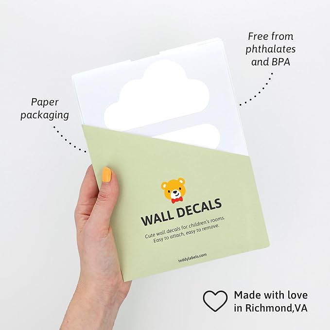 Clouds - Easy-to-Apply & Removable Wall Stickers: Transform Your Toddlers Bedroom with Durable, Vibrant Peel-and-Stick Wall Decor – Stickers for Kids