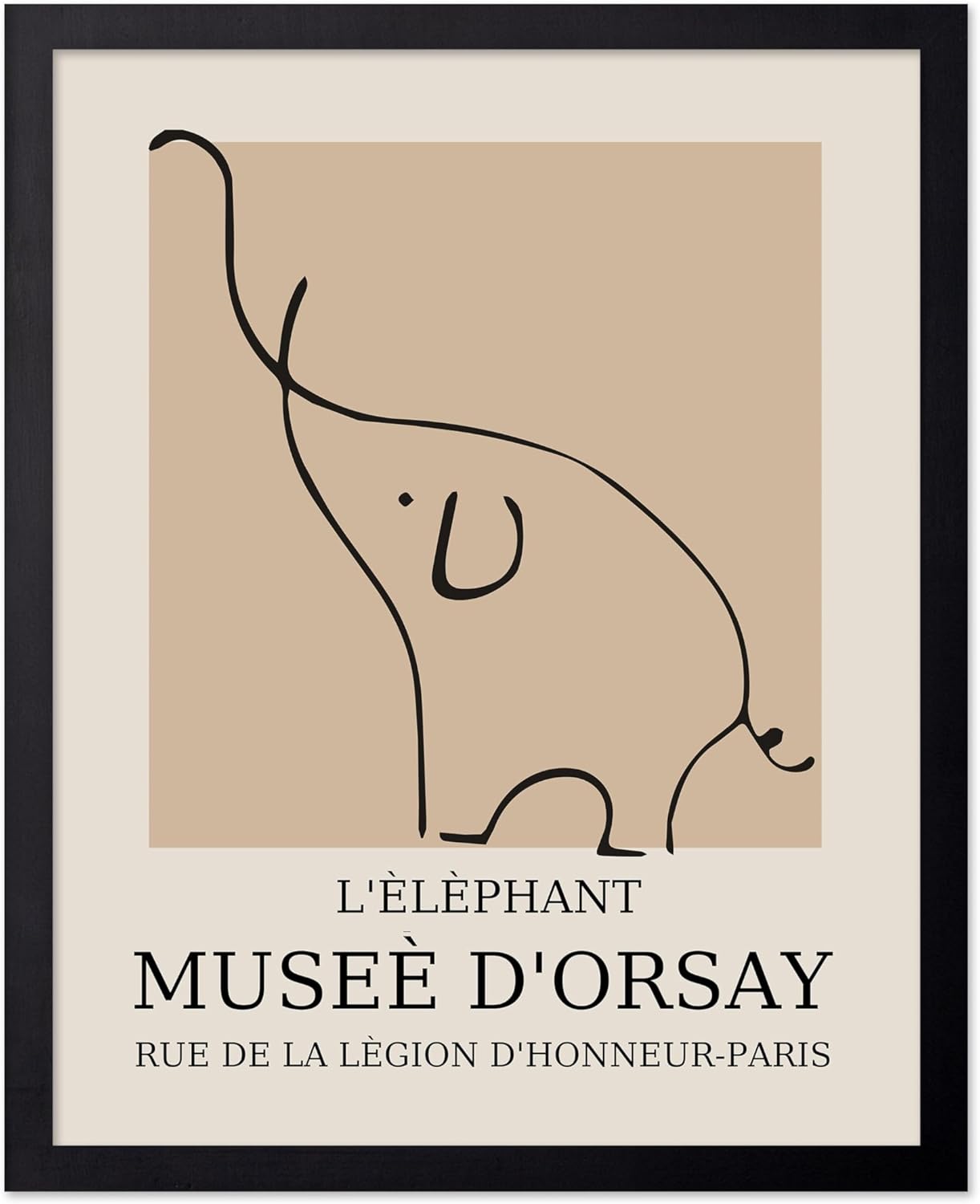 Poster Master Vintage Poster - Retro Elephant Print - Line Drawing Art - Sketch Wall Art - Gift for Boys & Girls - Cute Wall Decor for Bedroom, Kid's Room or Nursery - 16x20 UNFRAMED Wall Art