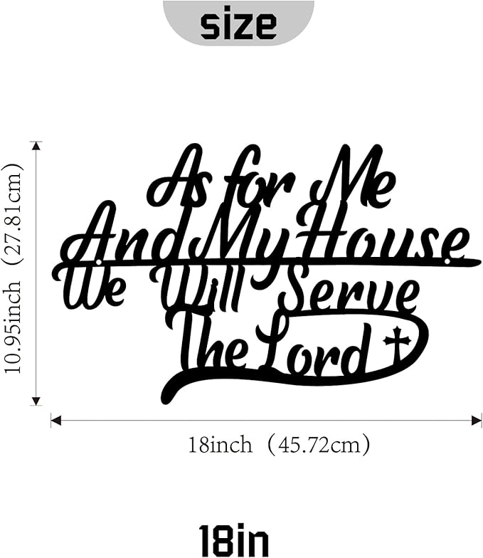 Hppybiry as for Me and My House We Will Serve the Lord Metal Wall Decor Bible Verses Black Metal Signs 18Inch Wall Art Christian Religious Scripture Wall Hanging Decoration for Living Room Office