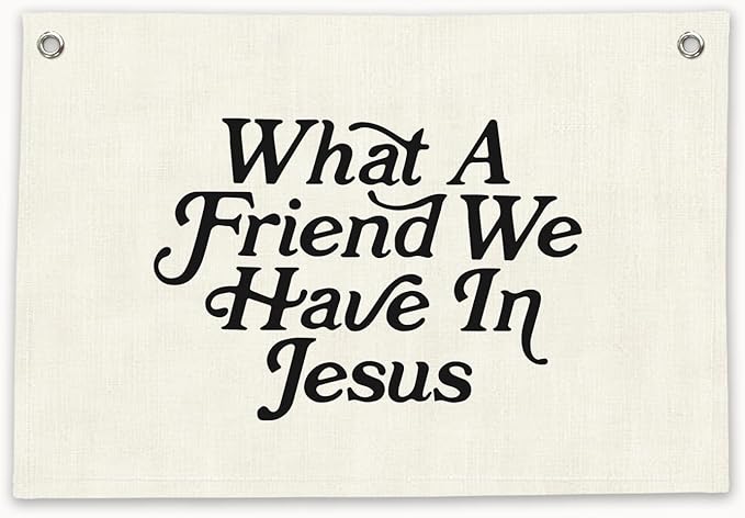RTXLEZM Kids Room Decor, What a Friend We Have in Jesus Christian Canvas Banner Wall Hanging, Minimalist Bible Verse Wall Art Prints for for Classroom, Playroom，Nursery, Kids Room, 20x30 Inch