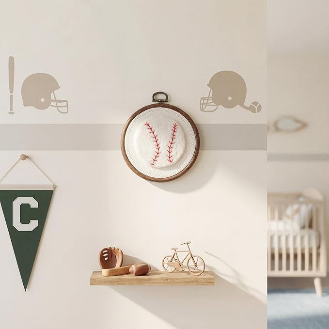 Chunful Felted Nursery Wall Decor Wall Art Decorative Artwork for Nursery Themes Bathroom Living Room Classroom Home Decoration (Baseball)