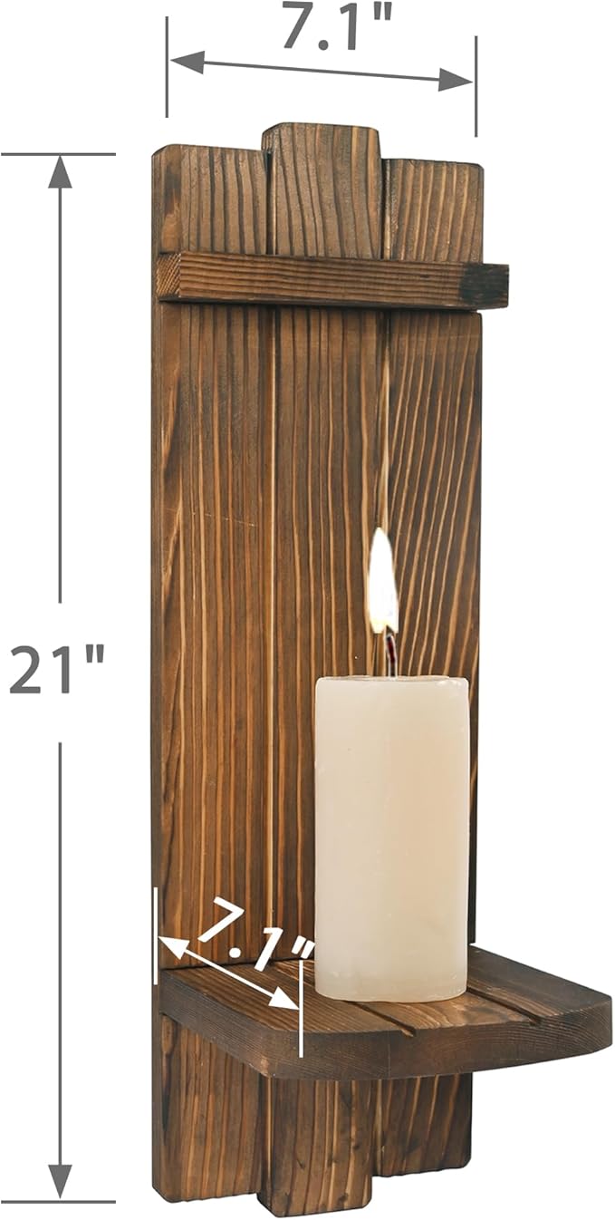 Sconce Wall Decor Set of 2, Large Wall Candle Holder Rustic Farmhouse Decor, Home Wall Art Floating Candle Sconce Shelf Wooden Wall Decoration for Living Room, Dining Room, Bedroom, Bathroom
