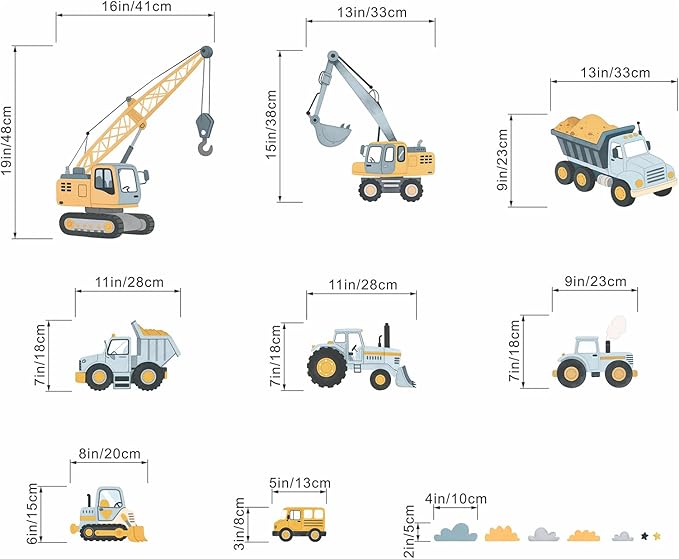 Car Themed Wall Decals for Boys: Peel and Stick Vinyl Wall Stickers for Bedroom Decor and Kids Room - Ages 1-12 Years