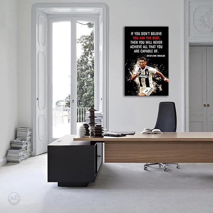 AMART SUN Football Sports Decor • Superstar Quote Poster Inspirational Canvas Wall Art • Motivational Artwork Modern Home Decor For Home,Office,Gym,Classroom Wall Decor Framed Ready to Hang