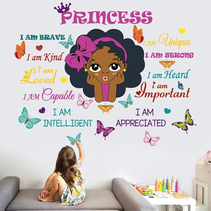 Black Girl Magic Inspirational Wall Quotes I Am Special Motivational Saying African American Wall Sticker for Nursery Baby Toddler Room Afro Kid Bedroom Playroom Wall Decoration Home Decor