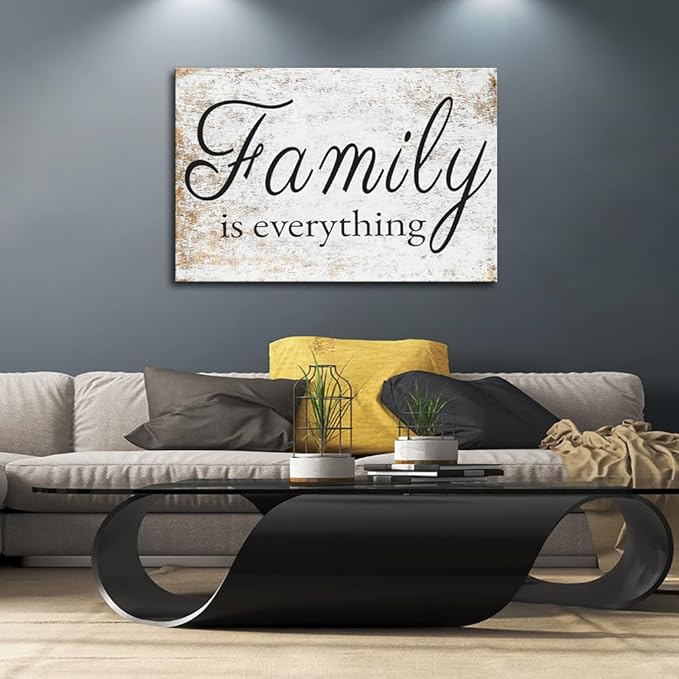 VVJSZHJ Large Rustic Family Wall Art Decor Print Canvas Wedding Decor Farmhouse Office Dining Room Home Over Bed Wall Decor (Family, 24x36 inch, Wrapped Canvas)