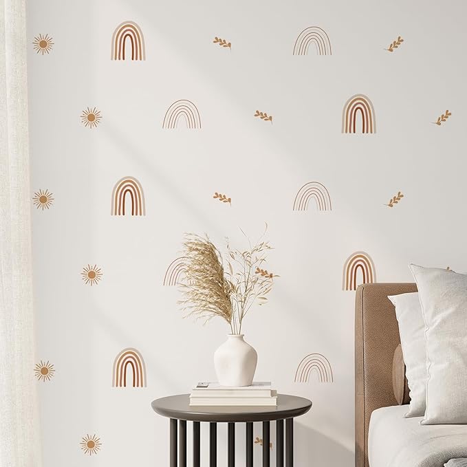 QUCHENG Boho Wall Stickers Girls Bedroom Removable Wall Decals Nursery Kids Room Decor Vinyl Murals DIY Cute Decorations 6 Sheets